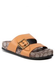 Coach Klapki Addison Leather C8899 Brązowy. Brązowe klapki Coach, bez wzorów, ze skóry, bez obcasa, bez zapięcia. Za 549.99 zł.
