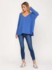 Tantra Sweter w kolorze niebieskim rozmiar: onesize. Niebieskie swetry Tantra, bez wzorów, z wełny, bez ramiączek. Za 118.56 zł.