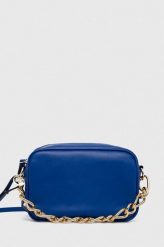 Red Valentino torebka skórzana kolor niebieski. Niebieskie listonoszki Red Valentino, bez wzorów, na ramię, bez dodatków. Za 2,249.90 zł.