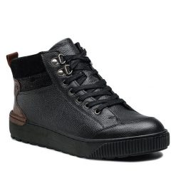 Trzewiki Go Soft. Czarne botki GO SOFT, bez wzorów, bez obcasa, na płaskiej podeszwie, bez zapięcia. Za 169.99 zł.