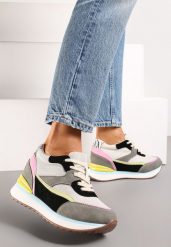 Szare Sneakersy na Ukrytym Niewysokim Koturnie z Brokatem Fioralan. Szare buty sportowe lifestyle Renee, bez wzorów, sportowe, bez zapięcia. W wyprzedaży za 111.99 zł.