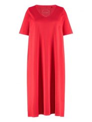 SAMOON Sukienka w kolorze czerwonym rozmiar: 52. Czerwone sukienki Samoon, na co dzień, bez wzorów, z bawełny, bez kołnierzyka, bez ramiączek, midi, proste. Za 104.64 zł.