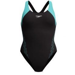 Strój kąpielowy damski Speedo HyperBoom Racerback. Czarne stroje jednoczęściowe Speedo, bez wzorów, sportowe. Za 214.99 zł.