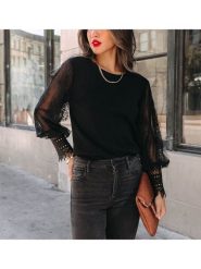 Milan Kiss Bluzka w kolorze czarnym rozmiar: L. Czarne bluzki Milan Kiss, l, bez wzorów, z koronki, bez kołnierzyka, bez ramiączek. Za 126.99 zł.