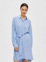 Selected Femme Sukienka koszulowa 16089666 Niebieski Relaxed Fit. Niebieskie sukienki Selected Femme, bez wzorów, z wiskozy, bez kołnierzyka, bez ramiączek, koszulowe. Za 239.99 zł.