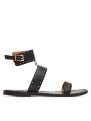 TWINSET Sandały 251GCJ04C Czarny. Czarne sandały Twinset, bez wzorów, ze skóry, bez obcasa, na płaskiej podeszwie, bez zapięcia. Za 359.99 zł.