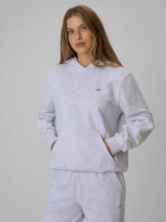 4F Bluza dresowa relaxed z kapturem damska - szara XS. Szare bluzy z kapturem 4f, l, bez wzorów, z bawełny, z kapturem, na fitness i siłownię. Za 149.99 zł.