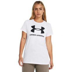 Koszulka damska Under Armour Live Sportstyle Graphic SSC. Białe t-shirty sportowe Under Armour, xs, bez wzorów, bez ramiączek, na fitness i siłownię. Za 59.99 zł.