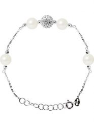 Pearl Addict Srebrna bransoletka z perłami i kryształami rozmiar: onesize. Białe bransoletki Pearl Addict, z kryształem, srebrne. Za 217.99 zł.