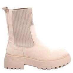 PA1 Botki z elastycznym ściągaczem Winters Beige beżowy. Brązowe botki PA1, bez wzorów, z materiału, bez obcasa, na platformie, bez zapięcia. Za 230.83 zł.