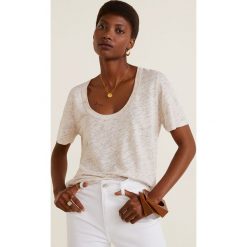 Mango - Bluzka Lin. Bluzki Mango, m, bez wzorów, ze lnu, bez kołnierzyka, bez ramiączek. W wyprzedaży za 49.90 zł.