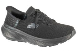 Buty sportowe Sneakersy damskie, Slip-Ins: Edgeride - Impression. Czarne buty treningowe Skechers, bez wzorów, z materiału, przed kostkę, bez zapięcia, trekkingowe. Za 299.99 zł.