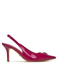 Guess Sandały FLJNASPAF05 Różowy. Czerwone sandały Guess, z aplikacjami, ze skóry, bez obcasa, na szpilce, bez zapięcia. Za 514.00 zł.