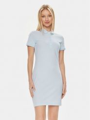 Lacoste Sukienka codzienna EF5473 Błękitny Slim Fit. Niebieskie sukienki Lacoste, na co dzień, bez wzorów, z bawełny, bez kołnierzyka, bez ramiączek, proste. Za 379.99 zł.