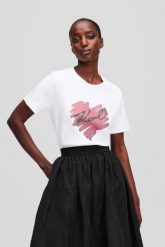 KARL LAGERFELD Biały damski t-shirt z cyrkoniami Hearts RS. Białe t-shirty KARL LAGERFELD, s, bez wzorów, z materiału, eleganckie, bez kołnierzyka, bez ramiączek. W wyprzedaży za 309.99 zł.