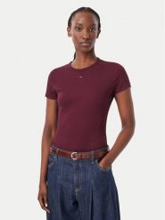 Tommy Jeans T-Shirt EssentialDW0DW17383 Fioletowy Slim Fit. Fioletowe t-shirty Tommy Jeans, xl, bez wzorów, z bawełny, bez kołnierzyka, bez ramiączek. Za 154.99 zł.