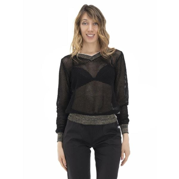 Damska siateczkowa bluza w odcieniach ziemi. Czarne bluzy LEONE 1947 APPAREL, l, bez wzorów, z tkaniny, sportowe, bez ramiączek, bez kaptura. W wyprzedaży za 154.80 zł.