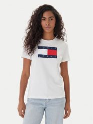 Tommy Jeans T-Shirt Flag DW0DW22562 Écru Regular Fit. T-shirty Tommy Jeans, xxs, bez wzorów, z bawełny, bez kołnierzyka, bez ramiączek. Za 149.99 zł.