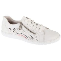 Buty Rieker Sneakers 52824-80 białe. Białe buty treningowe bez wzorów, z gumy, bez zapięcia. Za 368.94 zł.