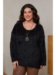 Curvy Lady Sweter w kolorze czarnym rozmiar: 48/50. Czarne swetry Curvy Lady, bez wzorów, ze splotem, klasyczne, bez ramiączek. Za 132.29 zł.
