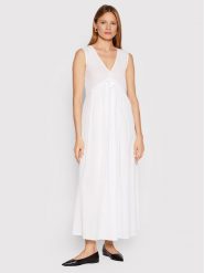 Max Mara Beachwear Sukienka letnia Volante 32210128 Biały Regular Fit. Białe sukienki Max Mara Beachwear, bez wzorów, z bawełny, bez kołnierzyka, bez ramiączek. Za 799.99 zł.