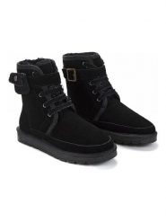 NICEBAY Skorzane kozaki zimowe "Gayana" w kolorze czarnym rozmiar: 39. Czarne kozaki NICEBAY, na zimę, bez wzorów, z materiału, eleganckie, bez obcasa, bez zapięcia. Za 252.94 zł.