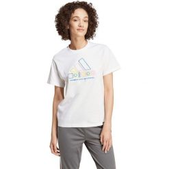 Koszulka damska adidas Xpress Logo. Białe t-shirty sportowe adidas, s, bez wzorów, z bawełny, bez ramiączek, na fitness i siłownię. Za 128.99 zł.