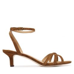 Sandały LAUREN RALPH LAUREN. Brązowe sandały Lauren Ralph Lauren, bez wzorów, bez obcasa, na szpilce, bez zapięcia. Za 729.99 zł.
