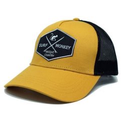 Czapka Trucker - 5 Paneli / Jeden rozmiar (Musztardowy/Czarny). Czarne czapki z daszkiem SURF MONKEY, bez wzorów, sportowe. Za 159.95 zł.