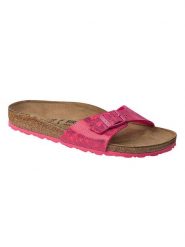 Birkenstock Klapki "Madrid" w kolorze różowym rozmiar: 38. Różowe klapki Birkenstock, bez wzorów, klasyczne, z otwartym noskiem, bez obcasa, bez zapięcia. Za 204.45 zł.
