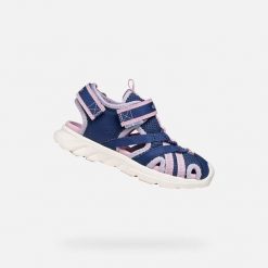 Sandały GEOX J SANDAL AIRADYUM GI Niebieski. Czerwone sandały Geox, bez wzorów, z tkaniny, bez obcasa, bez zapięcia. Za 244.99 zł.