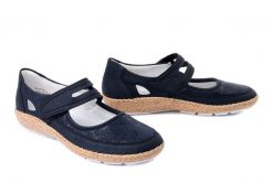 RIEKER 44859-14 blue, półbuty damskie. Niebieskie półbuty wsuwane Rieker, na lato, bez wzorów, bez obcasa. Za 339.90 zł.