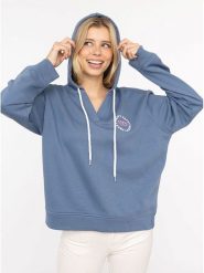 Zwillingsherz Bluza "Smile Everyday Enjoy" w kolorze niebieskim rozmiar: L/XL. Niebieskie bluzy Zwillingsherz, l, bez wzorów, bez ramiączek, z kapturem. Za 242.13 zł.
