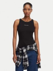 Tommy Jeans Top Ess Logo 1 DW0DW22806 Czarny Slim Fit. Czarne topy Tommy Jeans, s, bez wzorów, z bawełny, bez kołnierzyka, bez ramiączek. Za 149.99 zł.