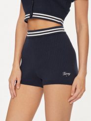 Tommy Jeans Szorty materiałowe Script DW0DW17781 Granatowy Slim Fit. Niebieskie szorty Tommy Jeans, bez wzorów, z bawełny. Za 329.99 zł.