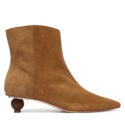 Botki Weekend Max Mara. Brązowe botki Weekend Max Mara, bez wzorów, bez obcasa, na słupku, bez zapięcia. Za 2,489.00 zł.