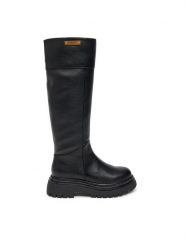 TWINSET Kozaki 242TCP048 Czarny. Czarne kozaki Twinset, bez wzorów, ze skóry, bez obcasa, na płaskiej podeszwie, bez zapięcia. Za 1,249.00 zł.