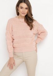 Różowy Sweter o Krótkim Fasonie z Luźnymi Rękawami Hejlla. Czerwone swetry Born2be, na jesień, bez wzorów, z materiału, bez ramiączek. W wyprzedaży za 76.49 zł.