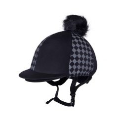 Czapka na kask jeździecki QHP Omaha. Niebieskie czapki z daszkiem QHP, bez wzorów, z elastanu. Za 213.00 zł.
