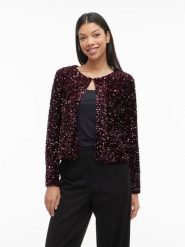 Vila Kardigan "Faith" w kolorze bordowym rozmiar: S. Czerwone swetry Vila, s, bez wzorów, bez ramiączek. Za 126.99 zł.