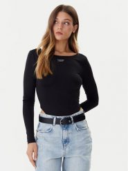 Tommy Jeans Body Silver Script DW0DW21574 Czarny Slim Fit. Czarne body i gorsety Tommy Jeans, bez wzorów, z jeansu, bez ramiączek. Za 199.99 zł.