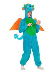 Carnival Party Kostium "Dragon" w kolorze zielono-niebiesko-pomarańczowym rozmiar: XL. Niebieskie kombinezony Carnival Party, xl, bez wzorów, bez kołnierzyka, bez ramiączek. Za 153.34 zł.