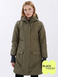 Finside Parka zimowa "Oikku" w kolorze khaki rozmiar: 38. Brązowe płaszcze finside, na zimę, s, bez wzorów, bez kaptura. Za 620.99 zł.
