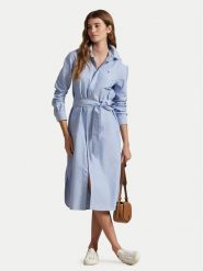 Polo Ralph Lauren Sukienka koszulowa 211928804002 Niebieski Straight Fit. Niebieskie sukienki Polo Ralph Lauren, bez wzorów, z bawełny, bez kołnierzyka, bez ramiączek, koszulowe. Za 1,199.00 zł.