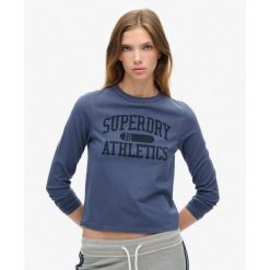 Wąska koszulka z długim rękawem Athletic Ringer. Niebieskie bielizna termoaktywna damska Superdry, bez wzorów, bez ramiączek. Za 168.10 zł.