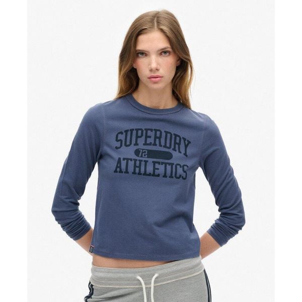 Wąska koszulka z długim rękawem Athletic Ringer. Niebieskie bielizna termoaktywna damska Superdry, bez wzorów, bez ramiączek. Za 168.10 zł.