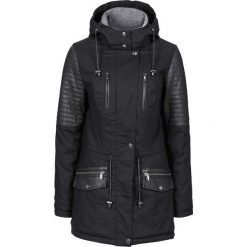 Kurtka parka z wstawkami ze sztucznej skóry bonprix czarny. Płaszcze marki House. Za 269.99 zł.