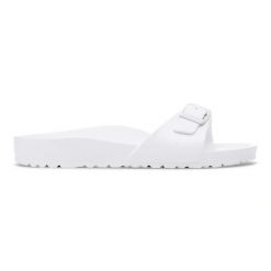 BIRKENSTOCK Madrid EVA White Klapki damskie. Białe klapki Birkenstock, bez wzorów, z materiału, klasyczne, bez obcasa, bez zapięcia. Za 189.99 zł.