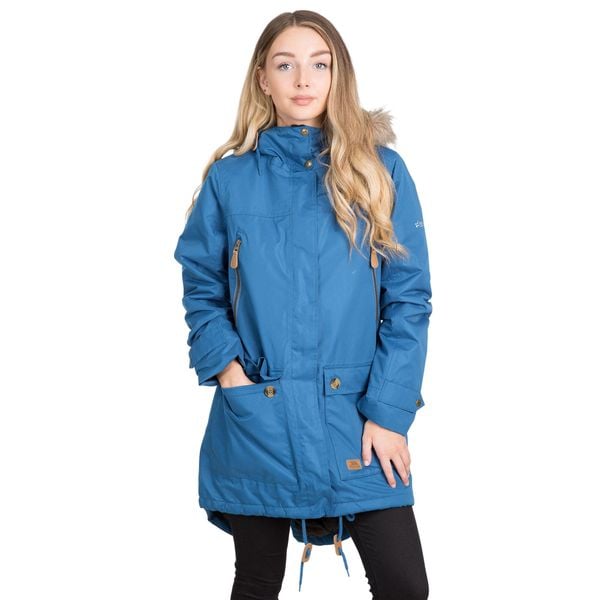 Parka Damska Wodoodporne Clea. Niebieskie płaszcze Trespass, l, bez wzorów, z materiału, z kapturem. Za 248.99 zł.