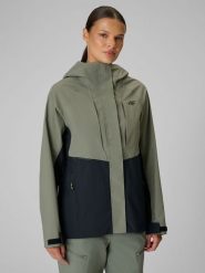 4F Kurtka trekkingowa membrana 10000 damska - khaki S. Brązowe kurtki 4f, s, bez wzorów, bez kaptura. Za 399.99 zł.